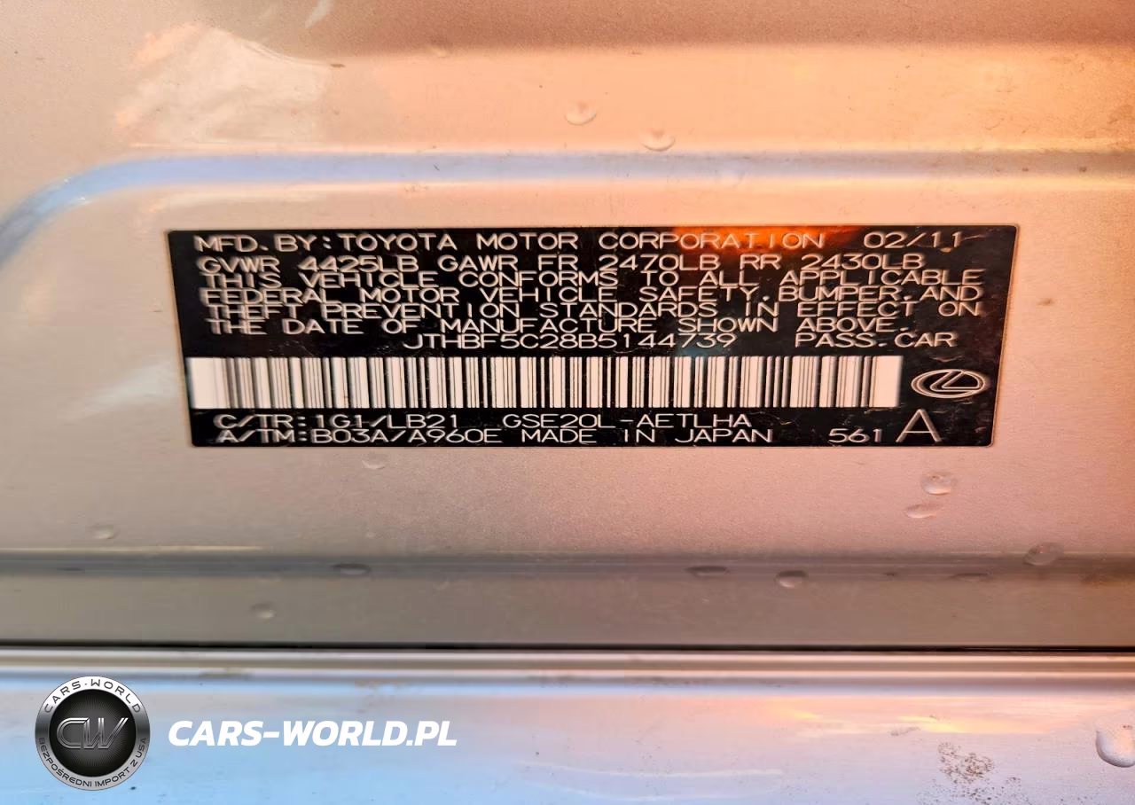 2011 Lexus Is 250 VIN:JTHBF5C28B5144739 - 12