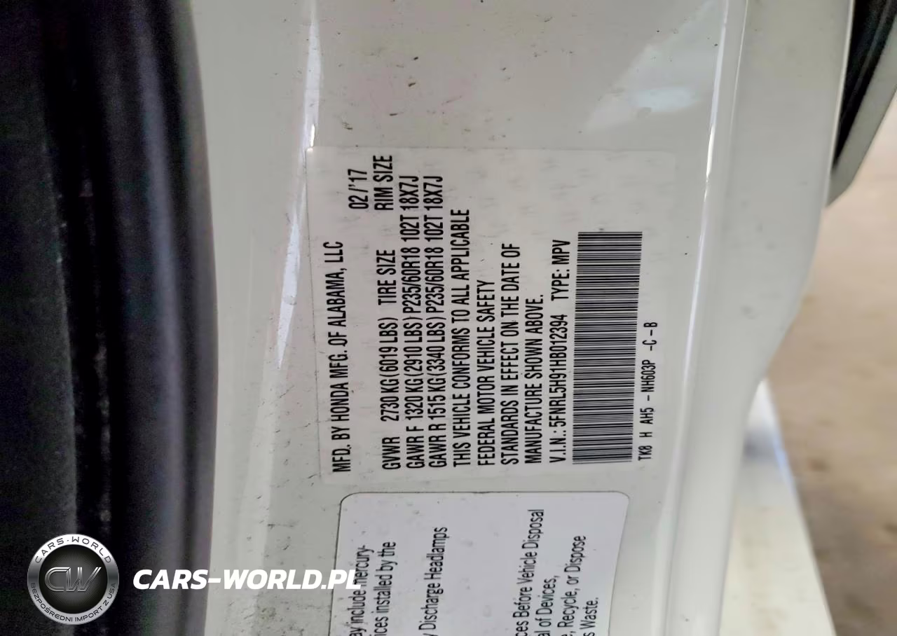 2017 Honda Odyssey Touring VIN:5FNRL5H91HB012394 - 13