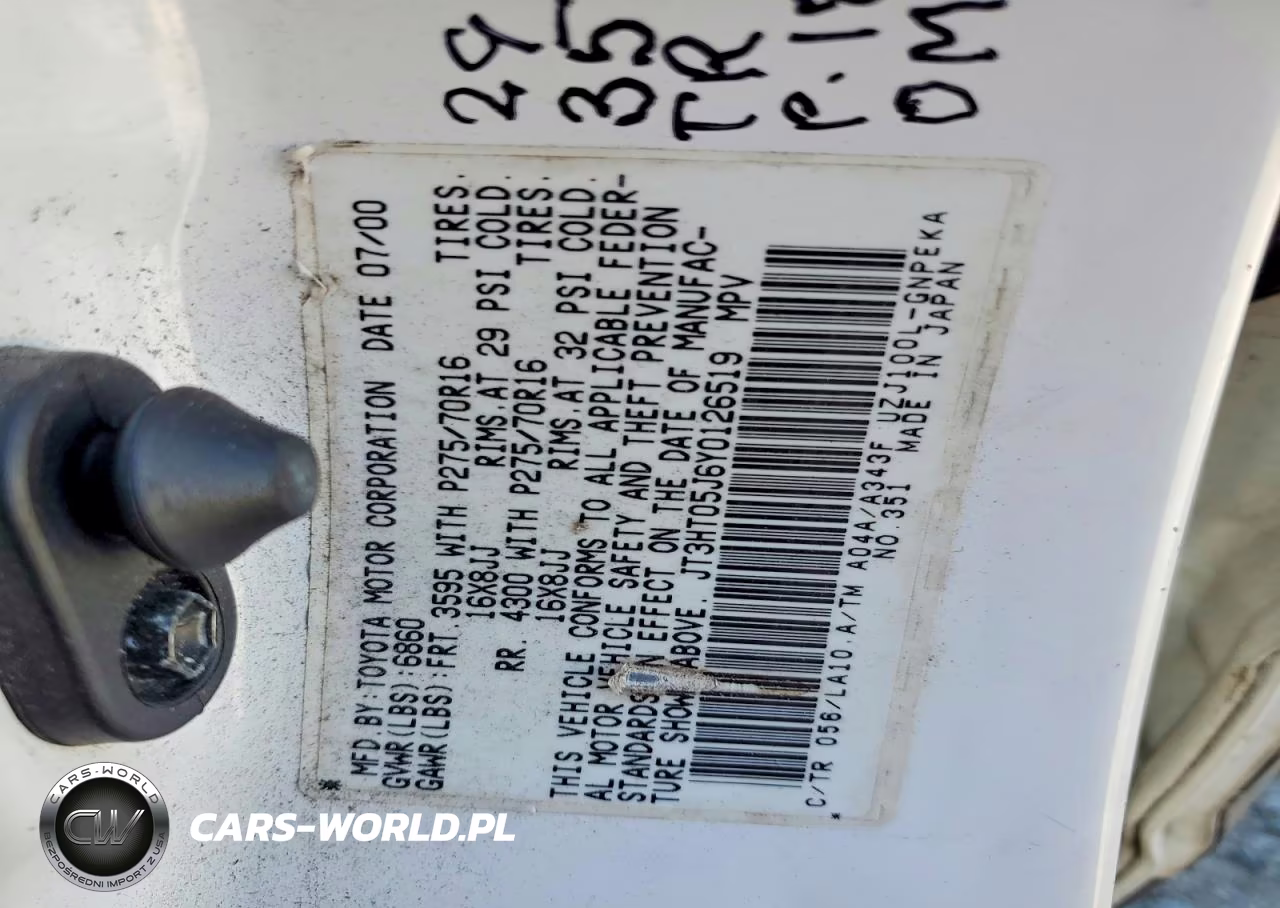 2000 Toyota Land Cruiser Base VIN:JT3HT05J6Y0126519 - 13