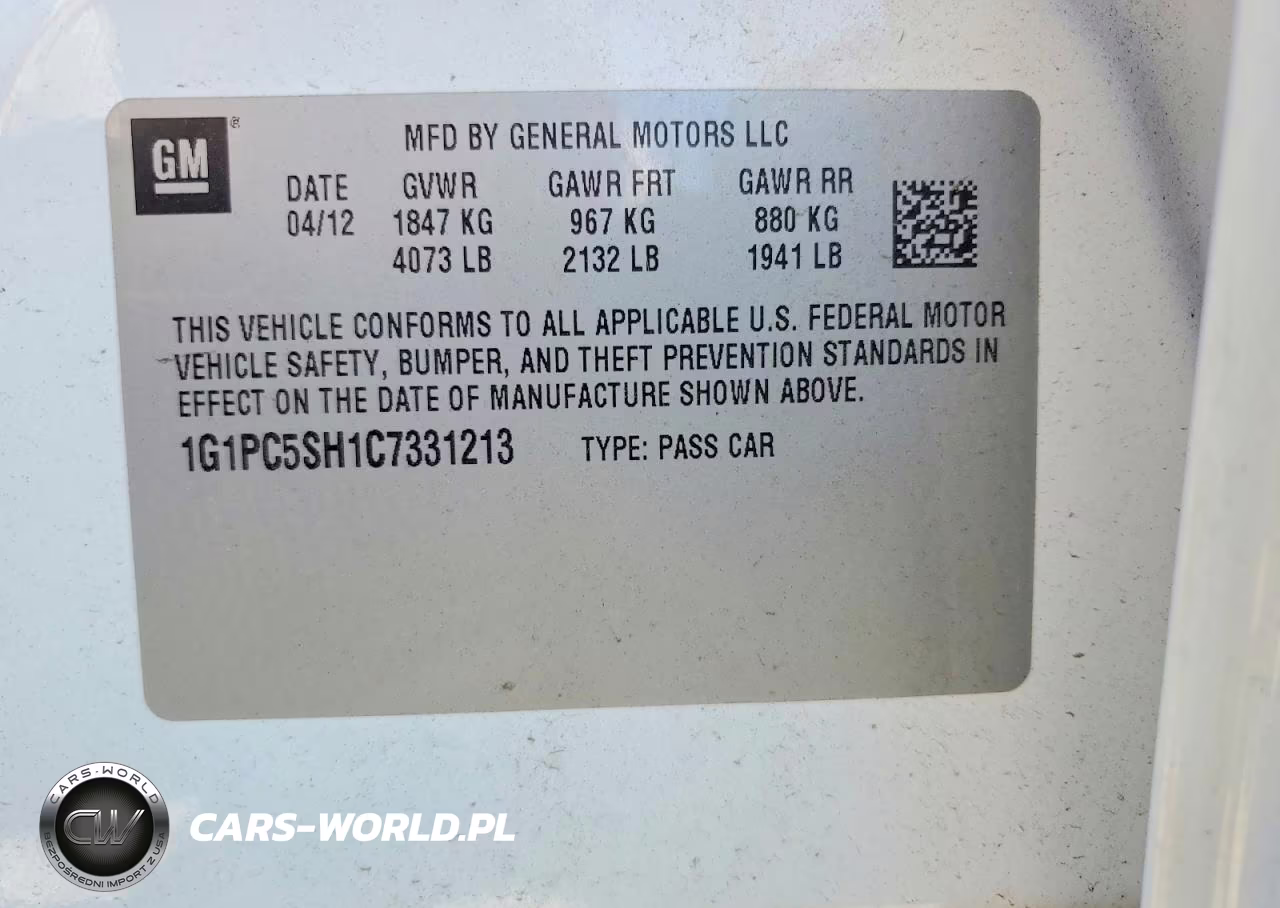2012 Chevrolet Cruze Ls VIN:1G1PC5SH1C7331213 - 13