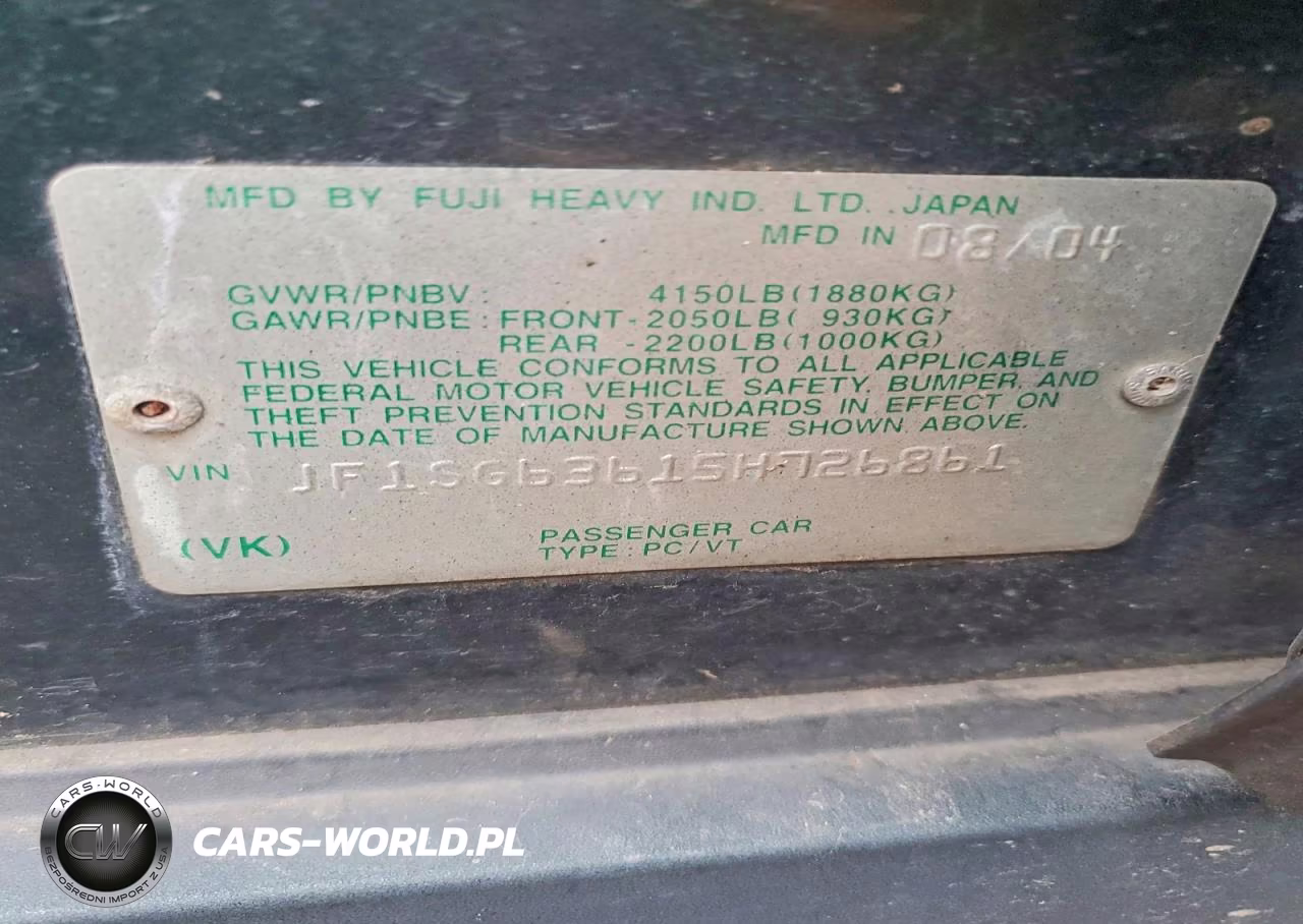 2005 Subaru Other VIN:JF1SG63615H726861 - 12