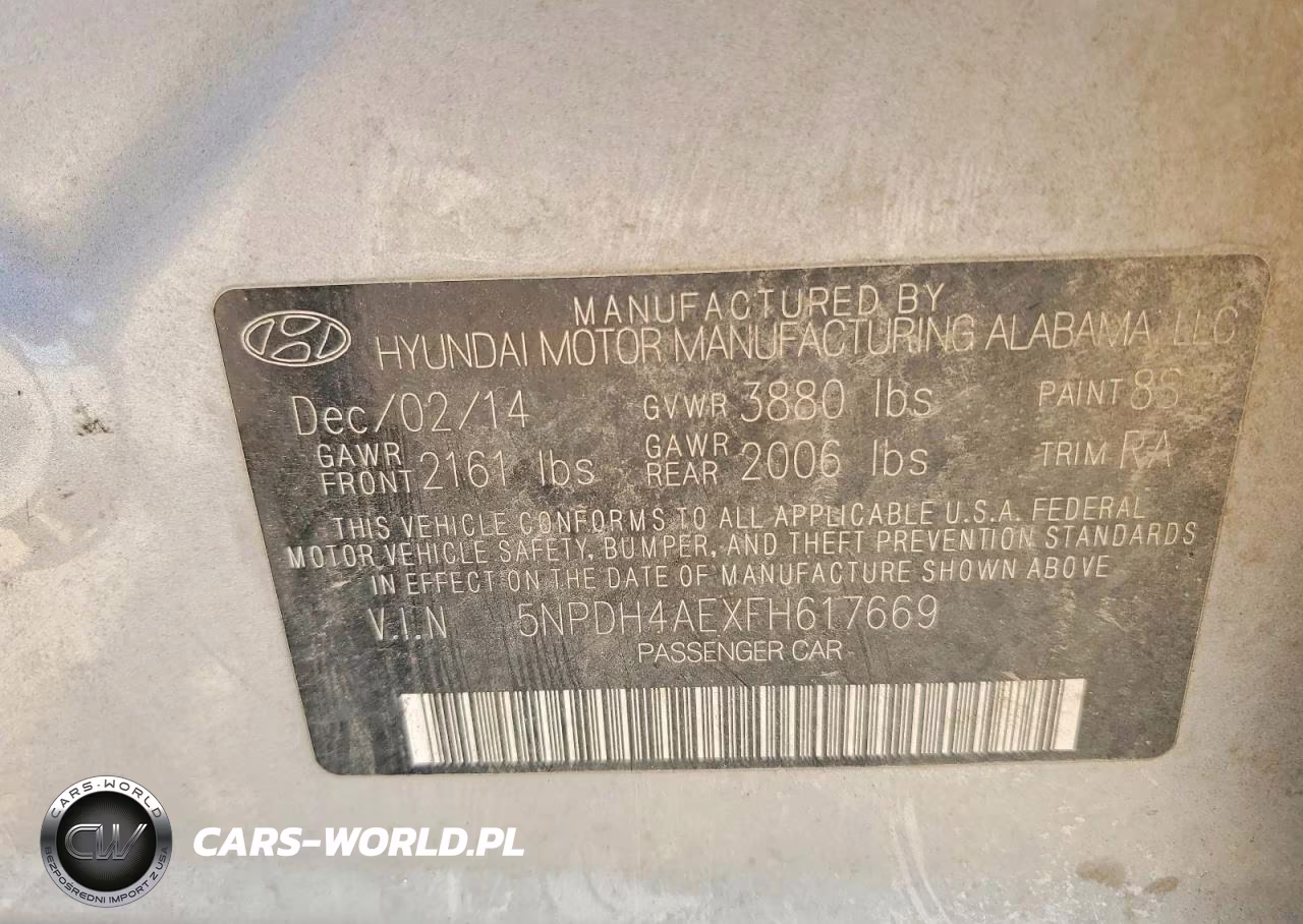 2015 Hyundai Elantra VIN:5NPDH4AEXFH617669 - 12