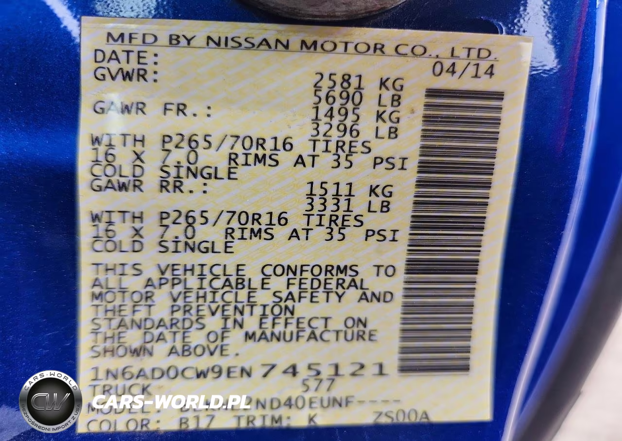 2014 Nissan Frontier Sv V6 VIN:1N6AD0CW9EN745121 - 12