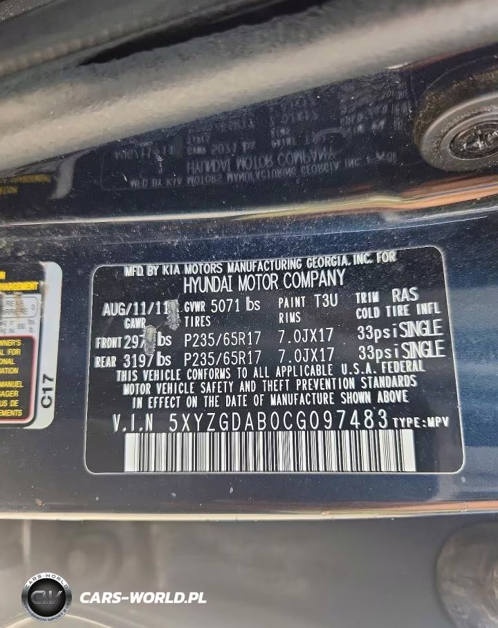 2012 Hyundai Santa Fe Gls VIN:5XYZGDAB0CG097483 - 13