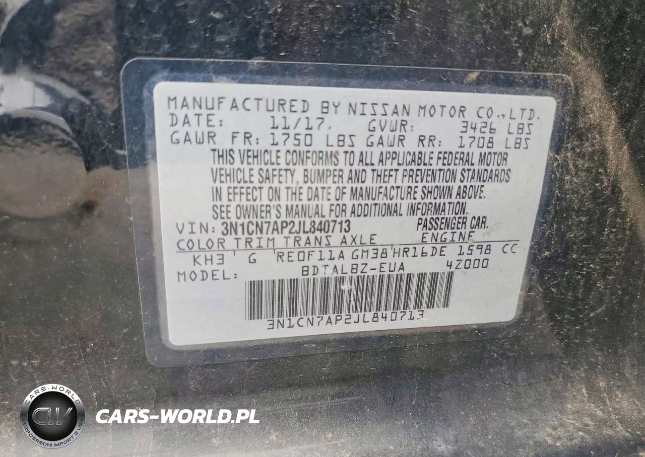 2018 Nissan Versa Sv VIN:3N1CN7AP2JL840713 - 12