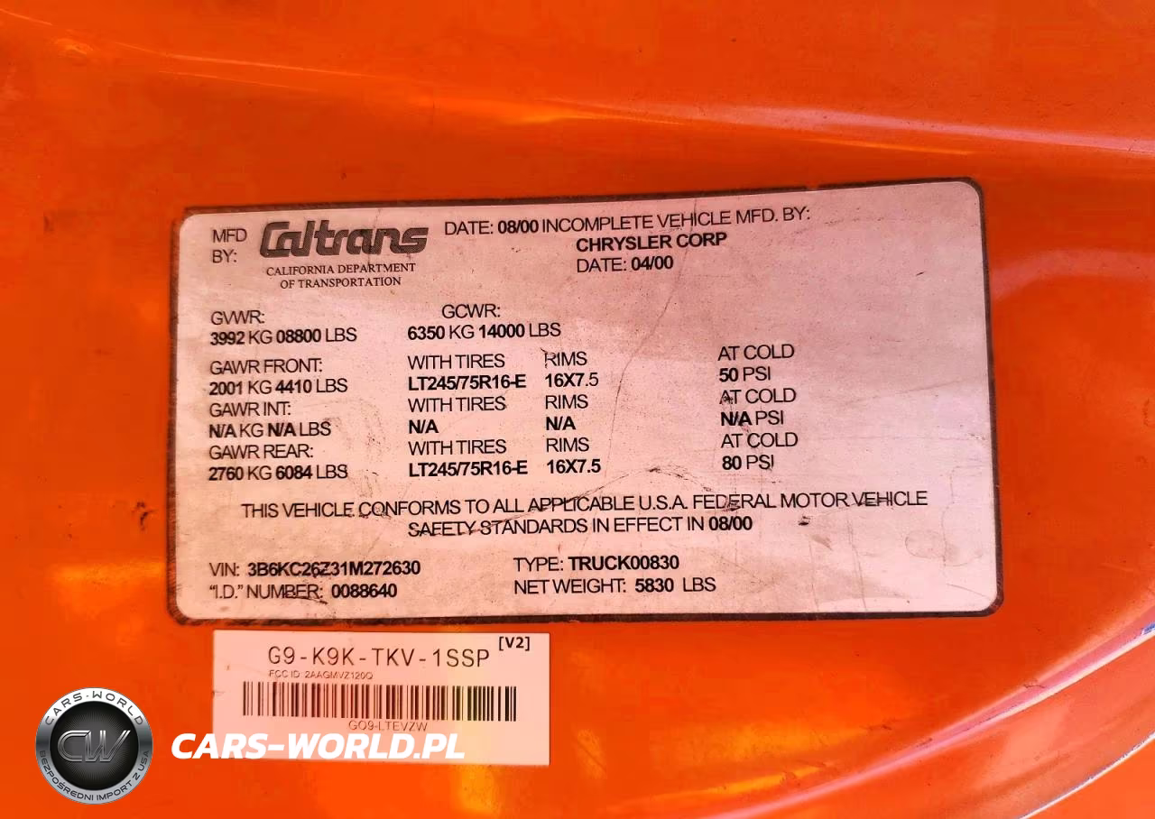 2001 Dodge Ram 2500 VIN:3B6KC26Z31M272630 - 12