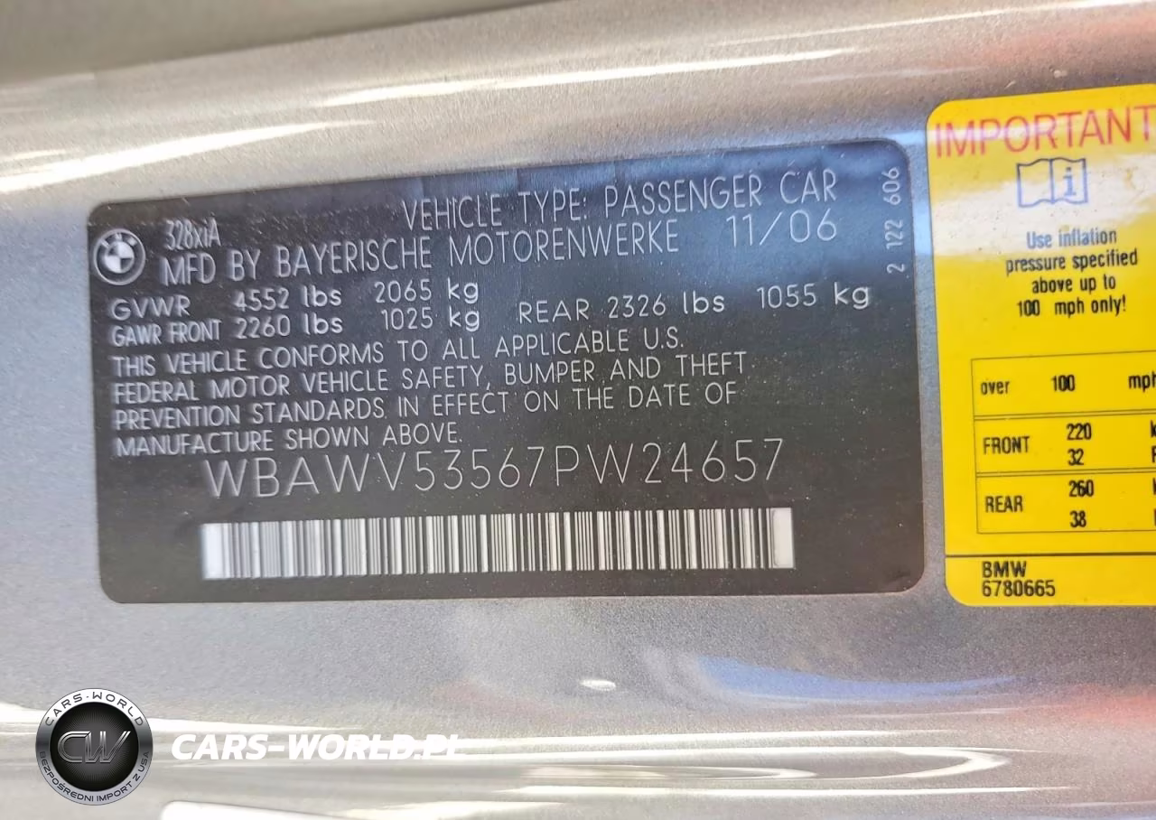 2007 BMW 328 Xi Sulev VIN:WBAWV53567PW24657 - 12