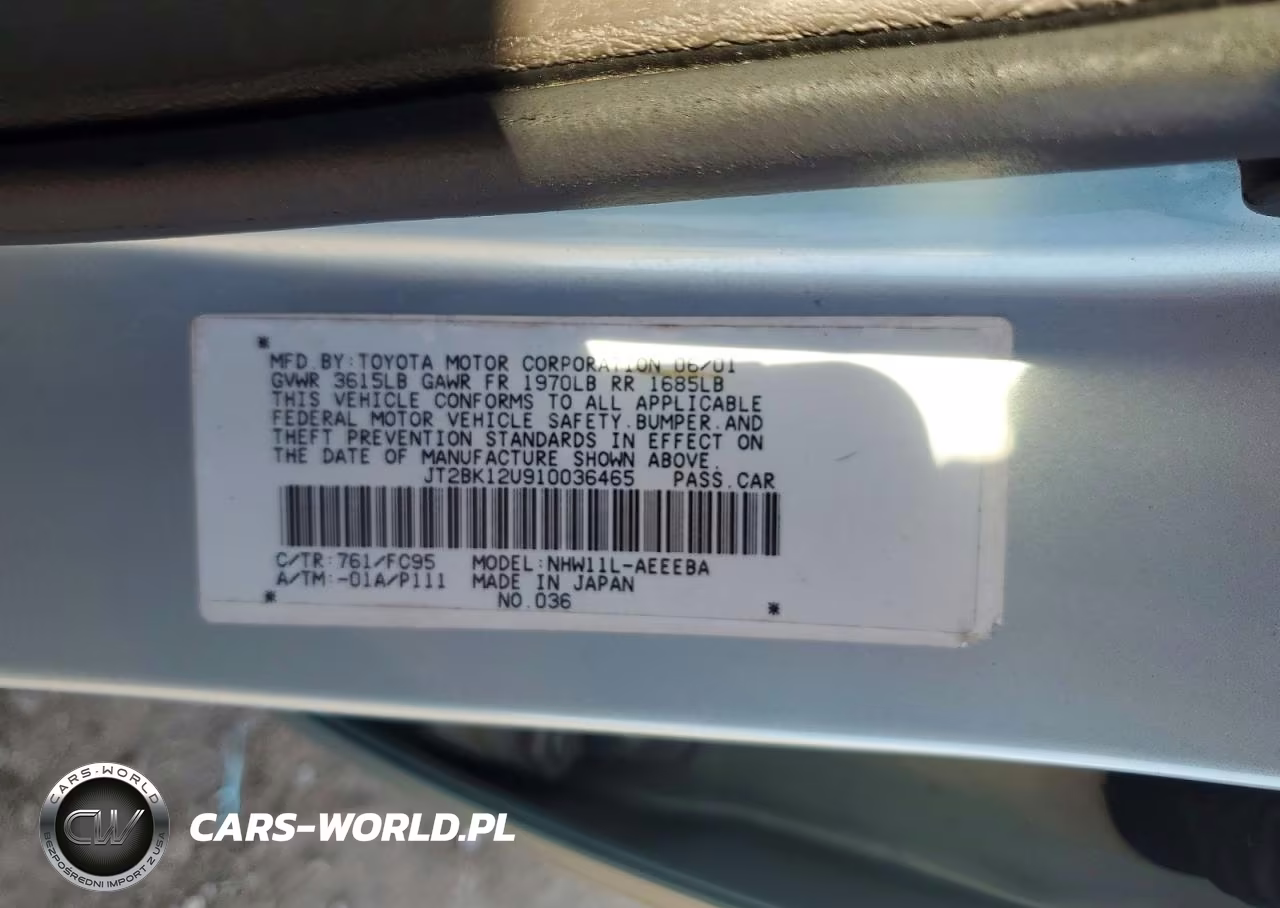 2001 Toyota Prius Base VIN:JT2BK12U910036465 - 12