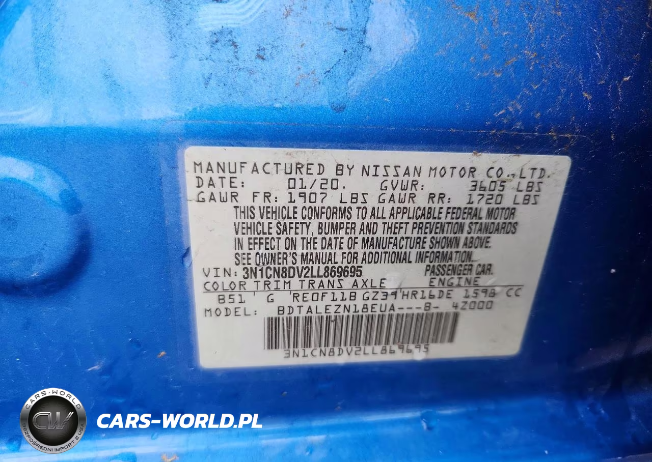 2020 Nissan Versa S VIN:3N1CN8DV2LL869695 - 12