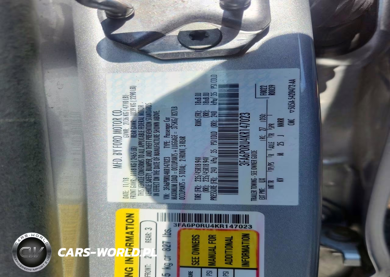 2019 Ford Fusion Titanium VIN:3FA6P0RU4KR147023 - 12