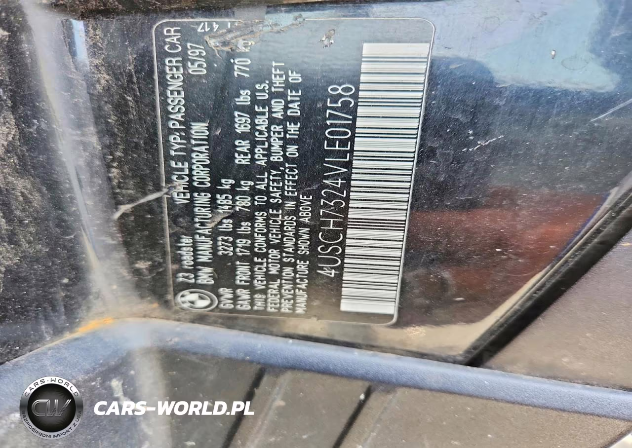 1997 BMW Z3 1.9 VIN:4USCH7324VLE01758 - 12