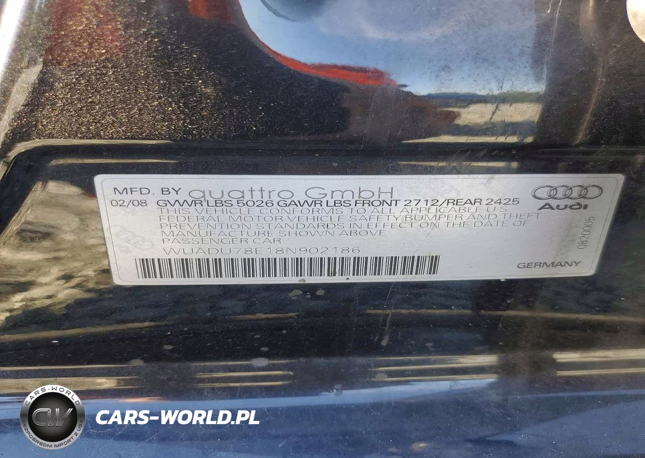 2008 Audi Rs4 Quattro VIN:WUADU78E18N902186 - 12