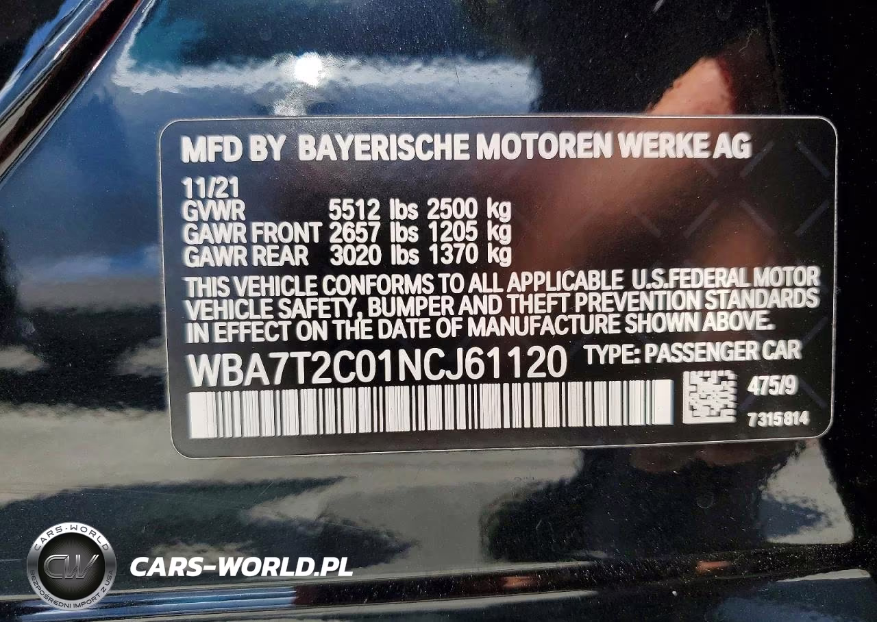 2022 BMW 740 I VIN:WBA7T2C01NCJ61120 - 12