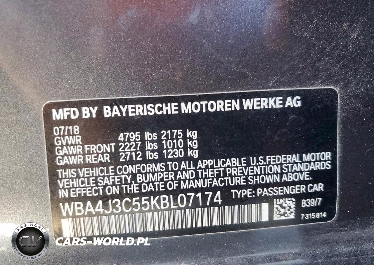 2019 BMW 430Xi Gran Coupe VIN:WBA4J3C55KBL07174 - 12