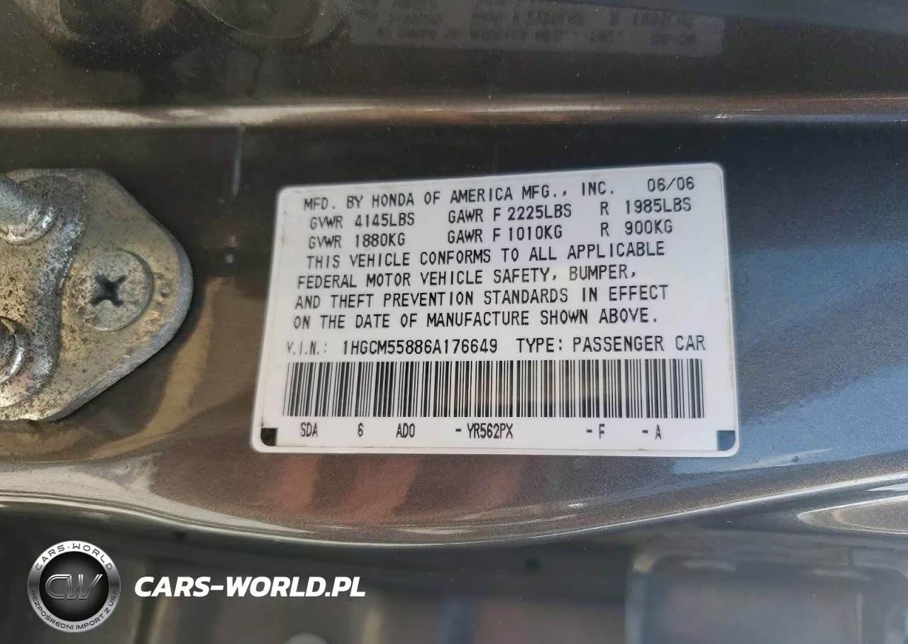 2006 Honda Accord Ex VIN:1HGCM55886A176649 - 12