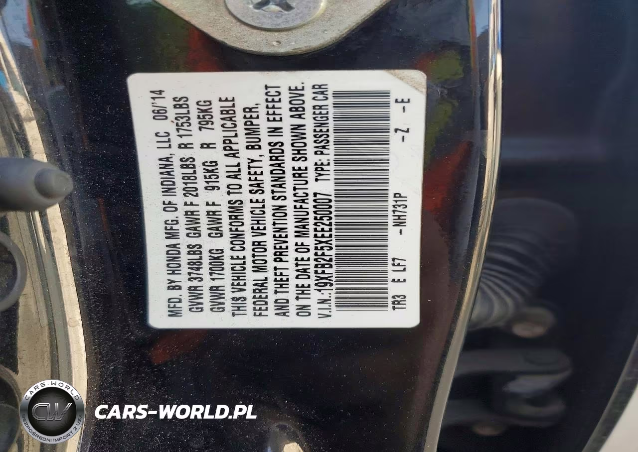 HONDA CIVIC LX VIN:19XFB2F5XEE250007 - 13