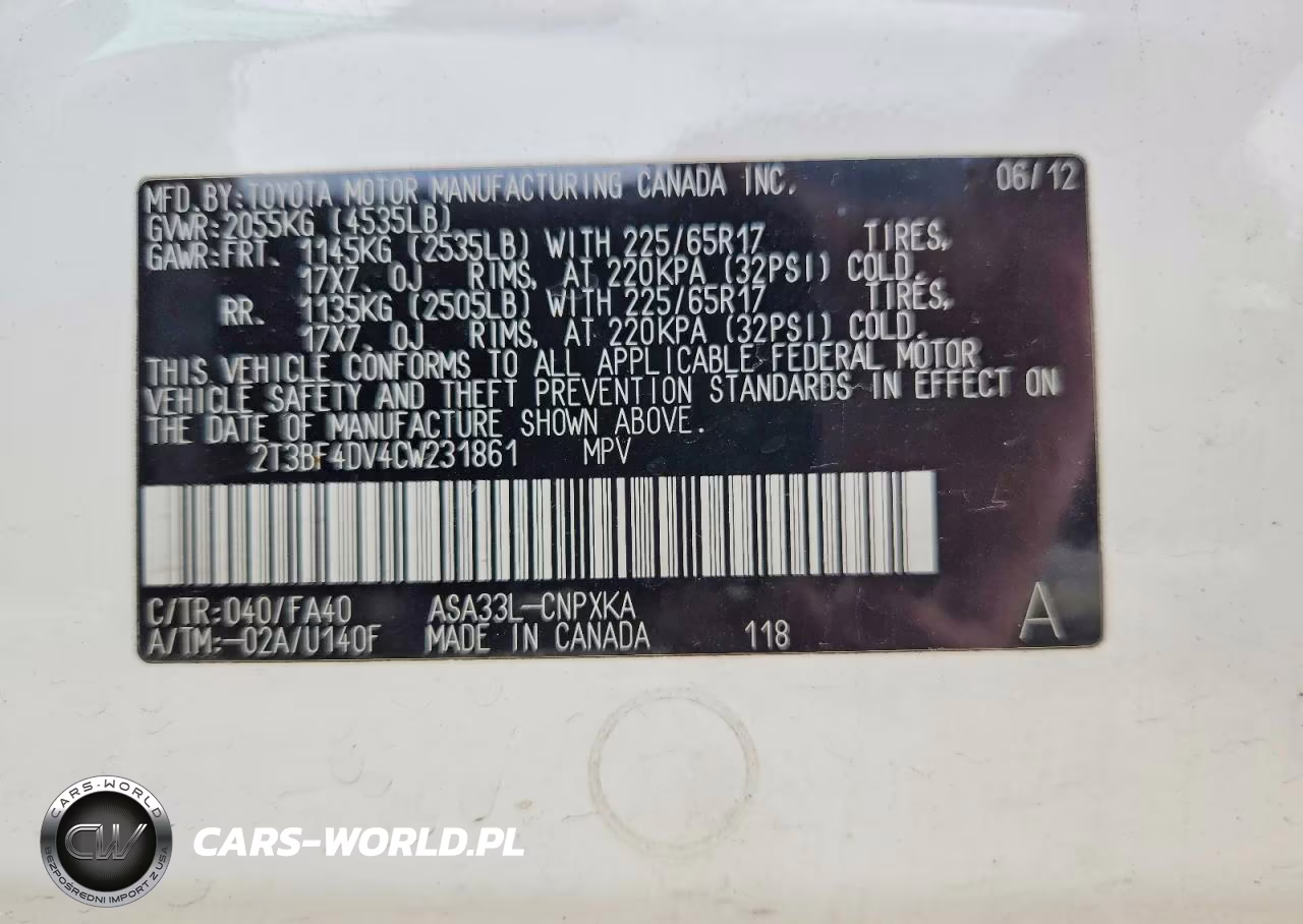 2012 Toyota Rav4 Base VIN:2T3BF4DV4CW231861 - 12