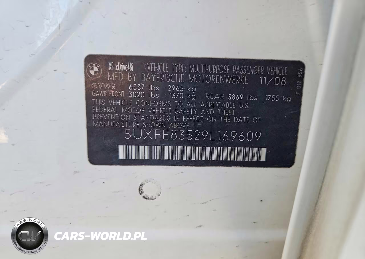 2009 BMW X5 xDrive48I VIN:5UXFE83529L169609 - 12