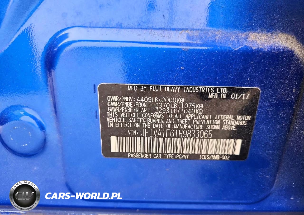 2017 Subaru Wrx Premium VIN:JF1VA1E61H9833065 - 12