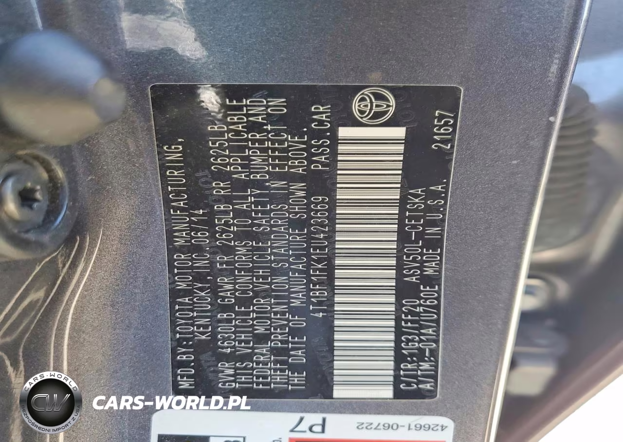 2014 Toyota Camry Se VIN:4T1BF1FK1EU423669 - 12