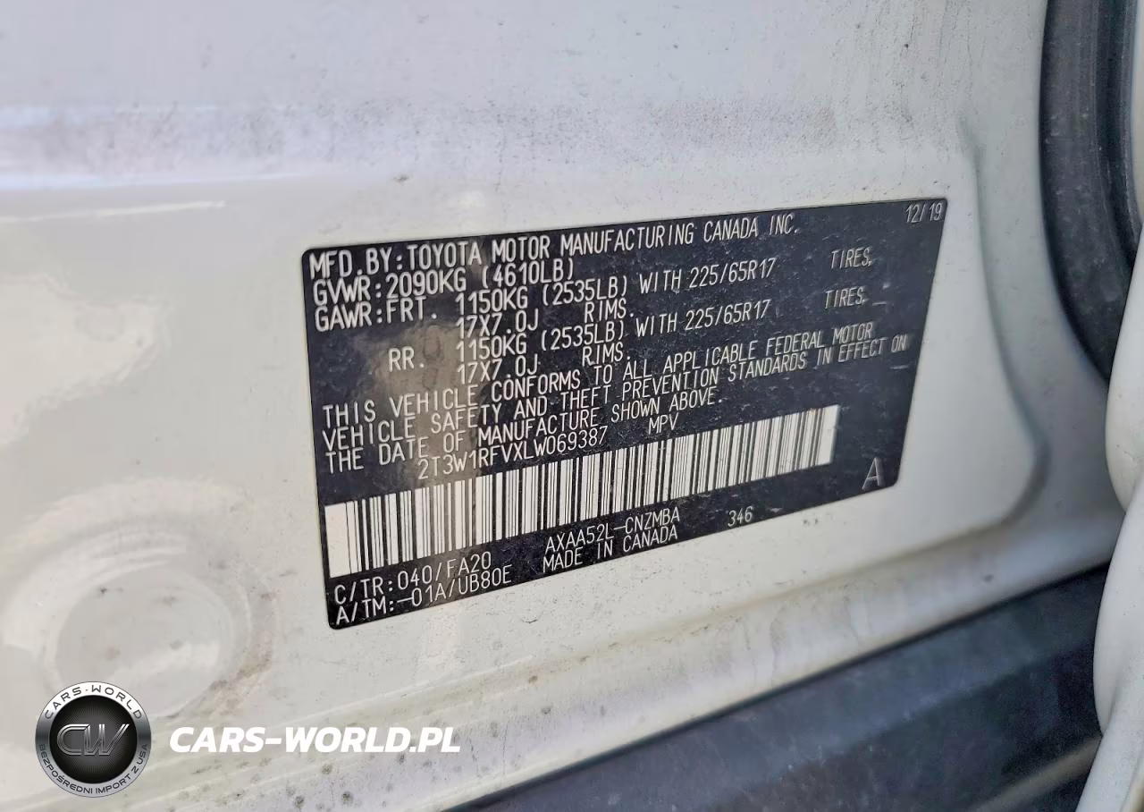 2020 Toyota Rav4 Xle VIN:2T3W1RFVXLW069387 - 12