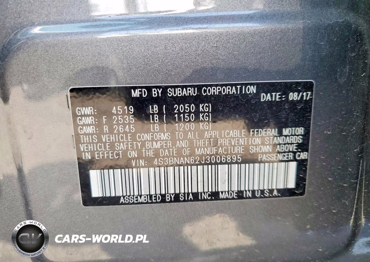 2018 Subaru Legacy 2.5I Limited VIN:4S3BNAN62J3006895 - 12
