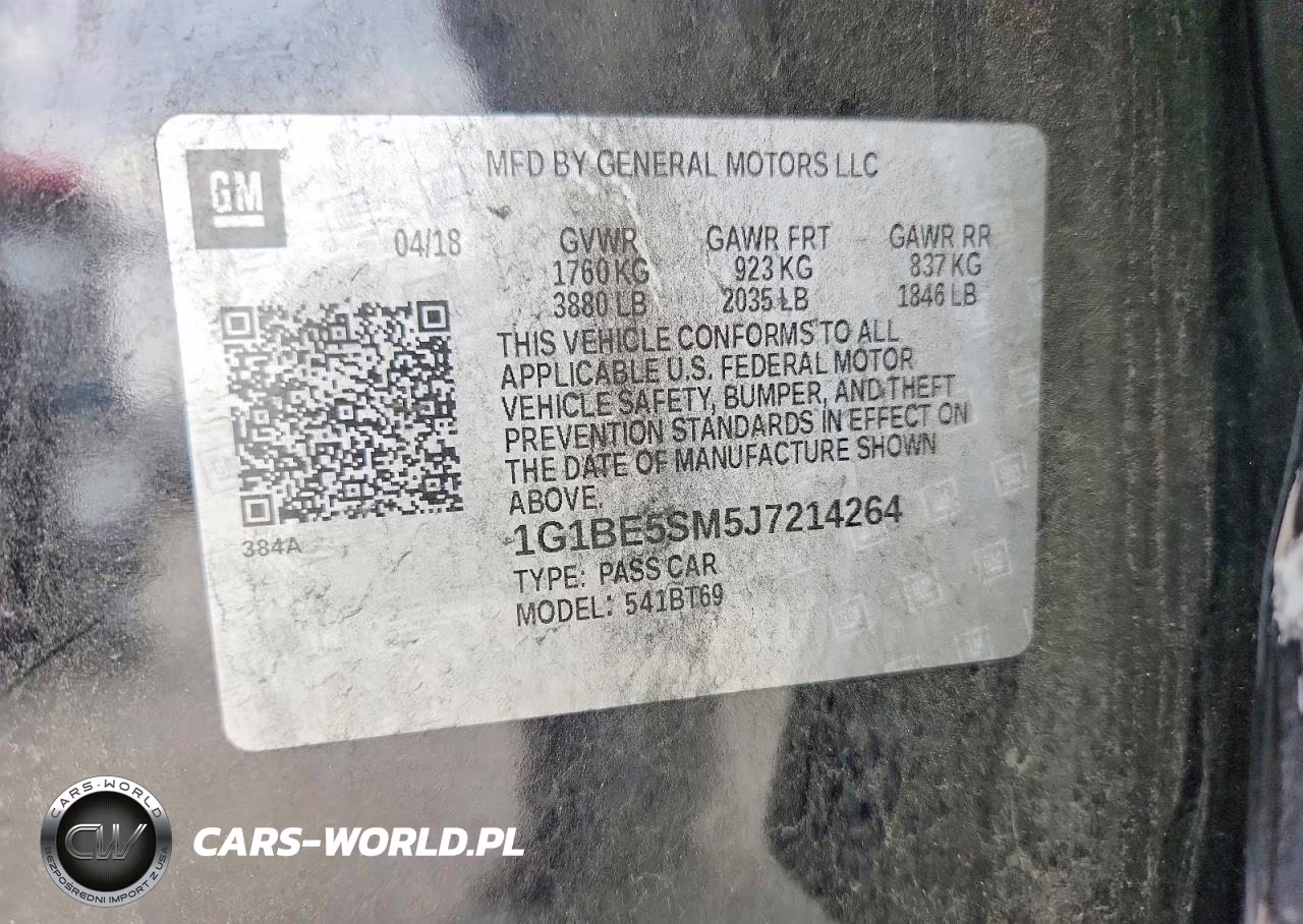 2018 Chevrolet Cruze Lt VIN:1G1BE5SM5J7214264 - 12