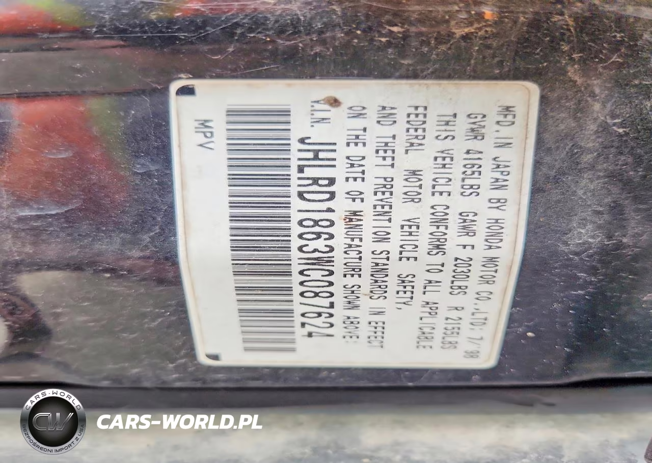 1998 Honda Cr-V Ex VIN:JHLRD1863WC087624 - 13
