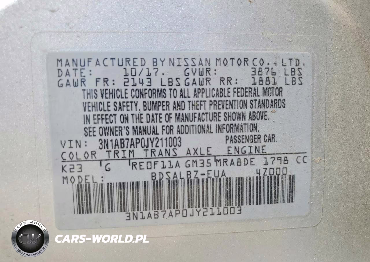 2018 Nissan Sentra S VIN:3N1AB7AP0JY211003 - 12