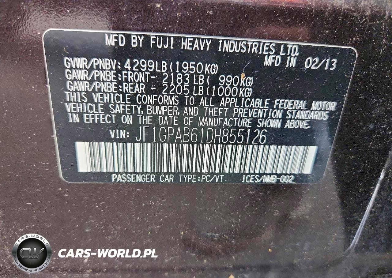 2013 Subaru Impreza Premium VIN:JF1GPAB61DH855126 - 12