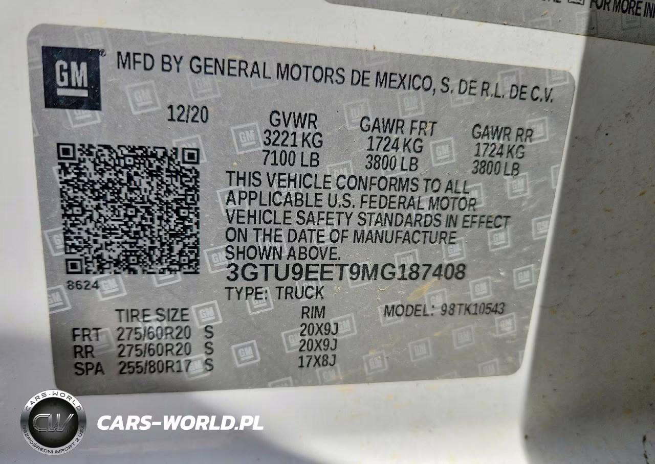 2021 GMC Sierra K1500 At4 VIN:3GTU9EET9MG187408 - 12