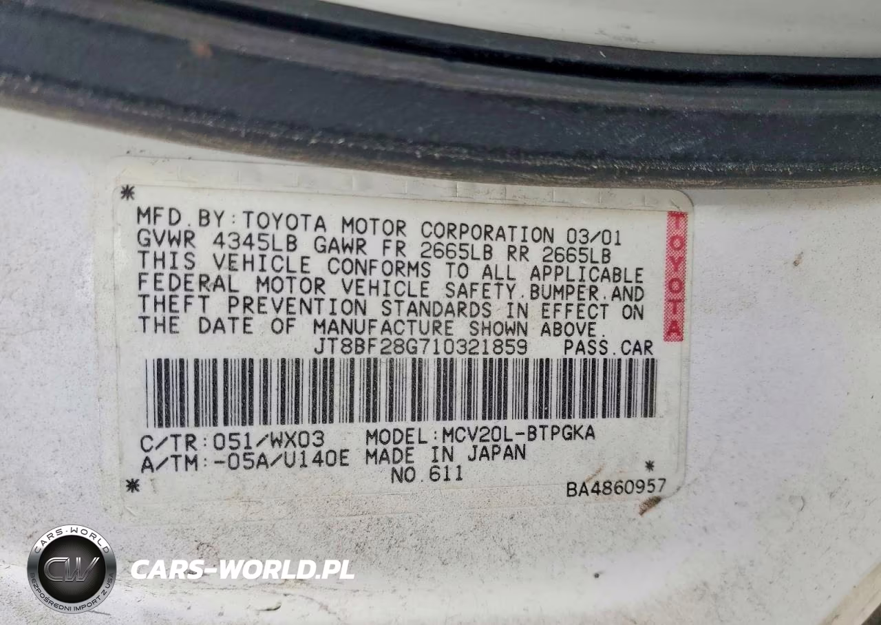 2001 Lexus Es 300 VIN:JT8BF28G710321859 - 12