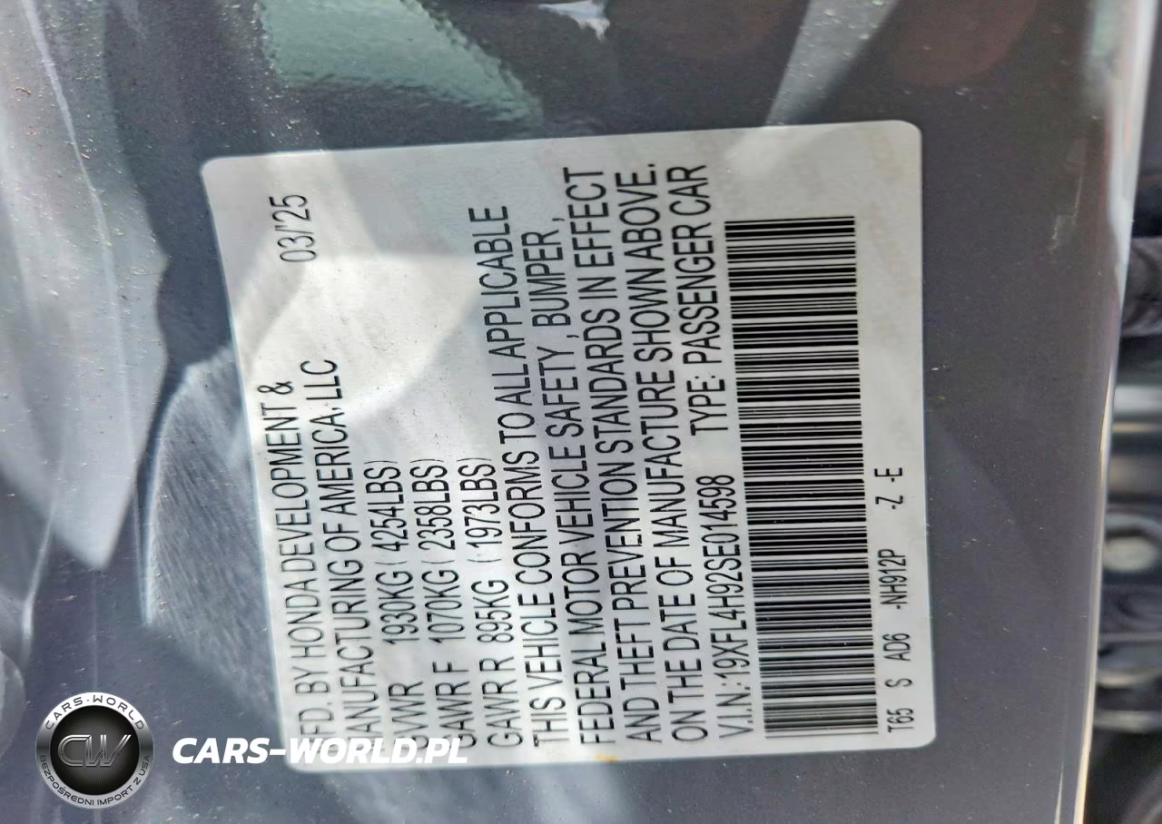 2025 Honda Civic Sport Touring VIN:19XFL4H92SE014598 - 13