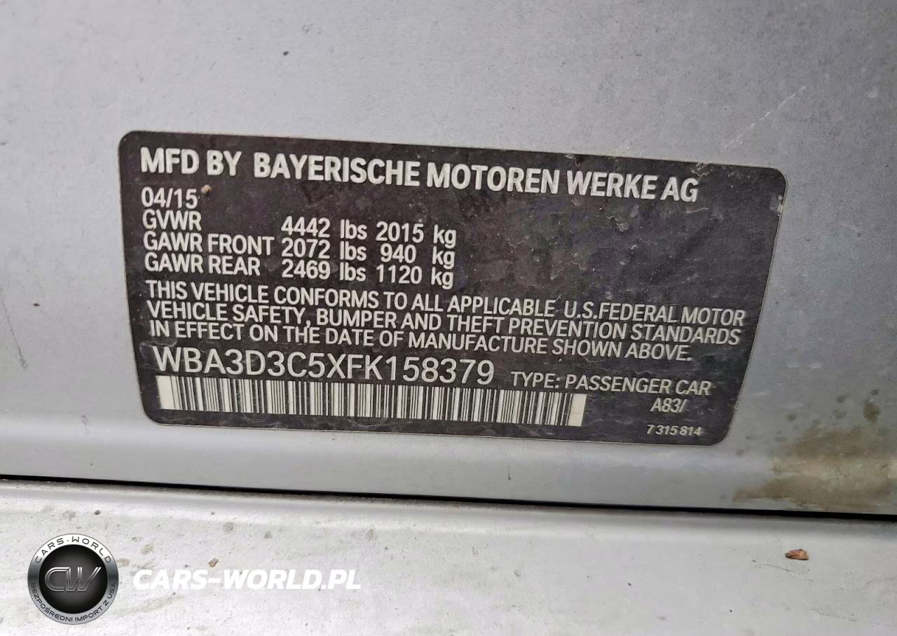 2015 BMW 328 D VIN:WBA3D3C5XFK158379 - 12