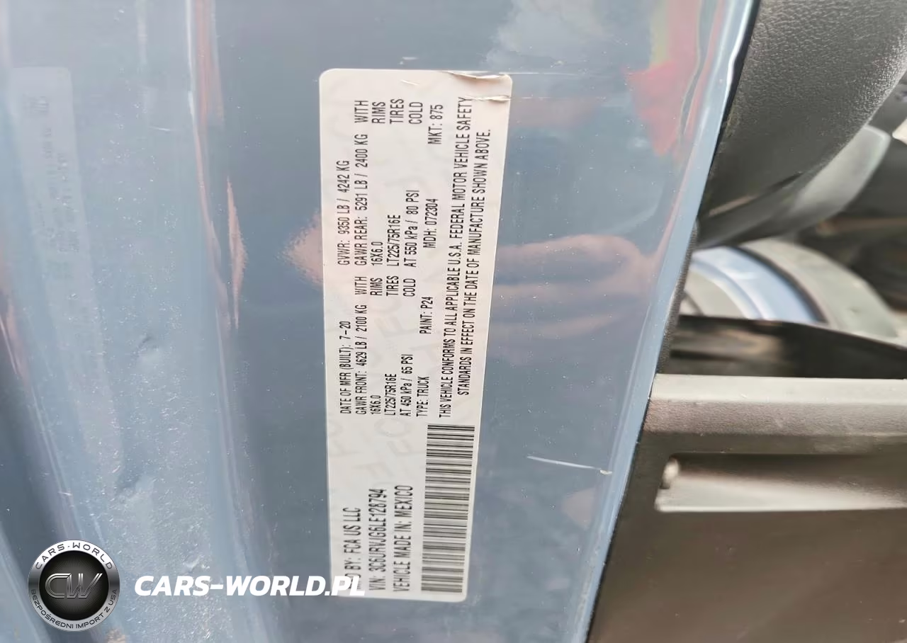 2020 Ram Promaster 3500 3500 High VIN:3C6URVJG6LE128794 - 12