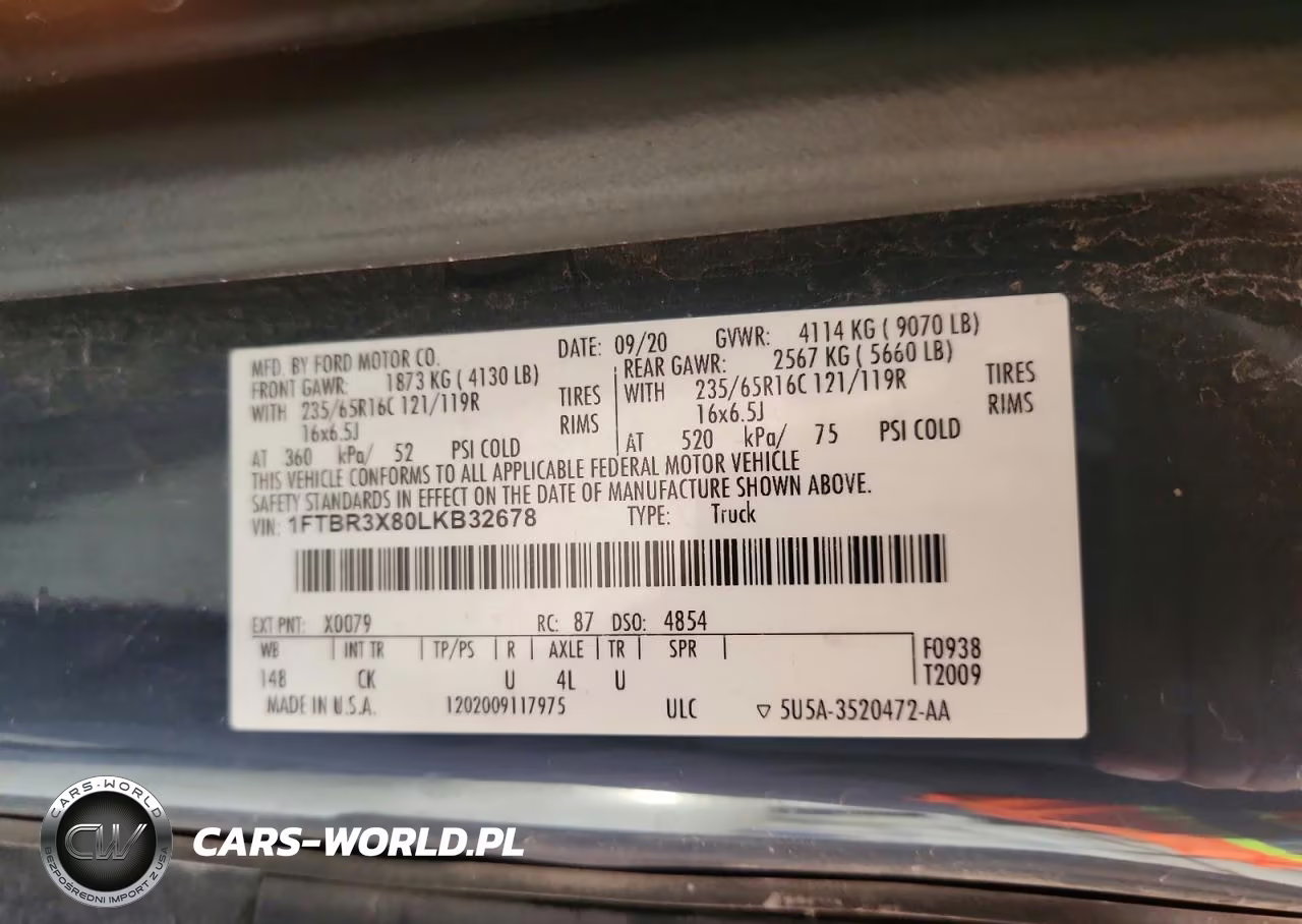 2020 Ford Transit 250 Delivery Van VIN:1FTBR3X80LKB32678 - 13