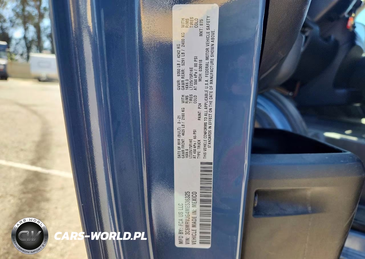 2021 Ram Promaster 3500 3500 High VIN:3C6MRVJG4ME536325 - 13