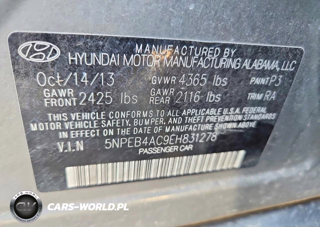 2014 Hyundai Sonata Gls VIN:5NPEB4AC9EH831278 - 13