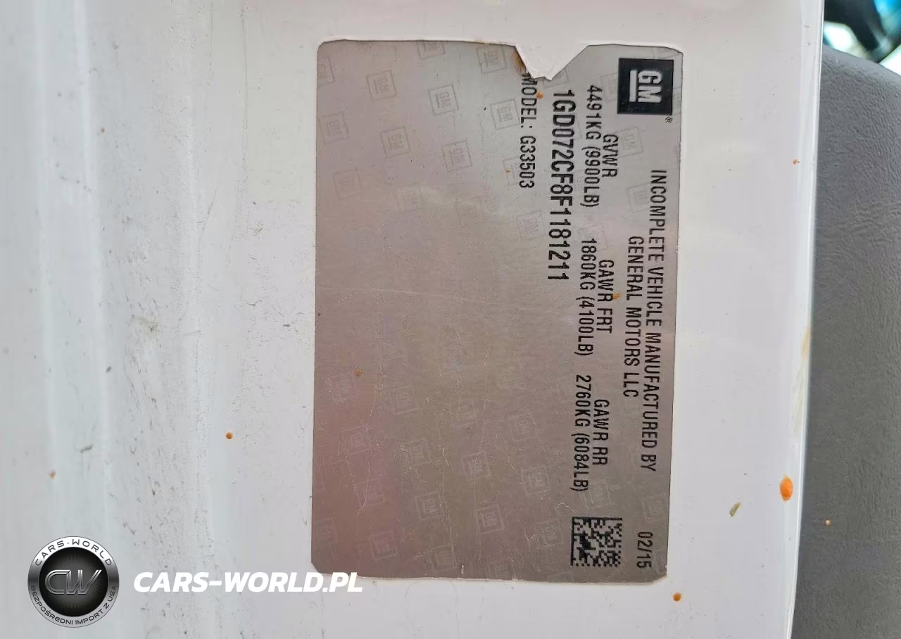 2015 GMC Savana Cutaway G3500 VIN:1GD072CF8F1181211 - 13