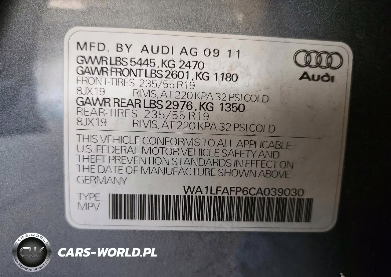 2012 Audi Q5 Premium Plus VIN:WA1LFAFP6CA039030 - 12