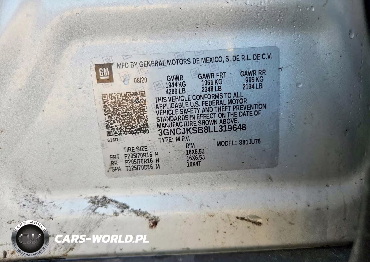 2020 Chevrolet Trax Ls VIN:3GNCJKSB8LL319648 - 12