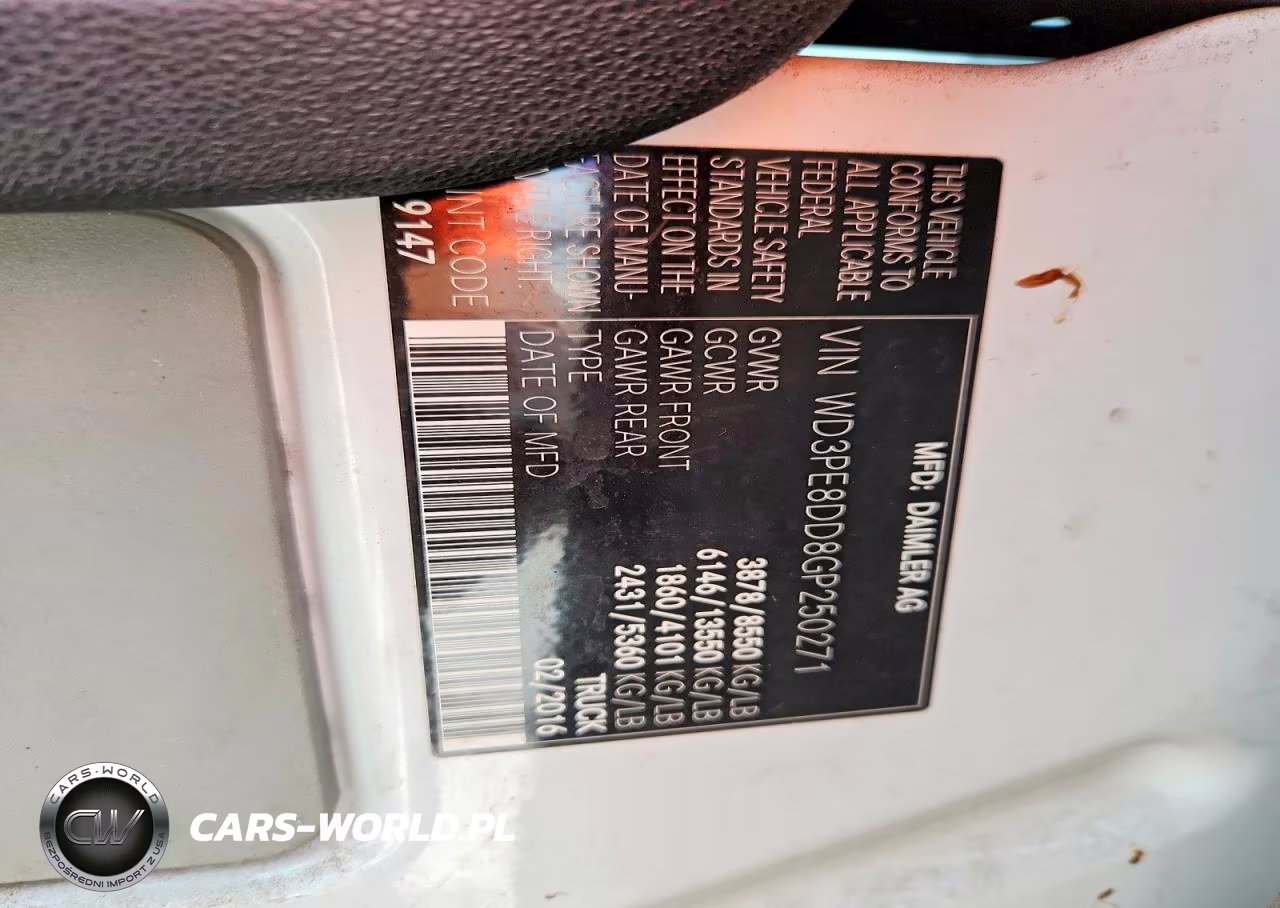 2016 Mercedes Benz Sprinter 2500 Delivery Van VIN:WD3PE8DD8GP250271 - 13