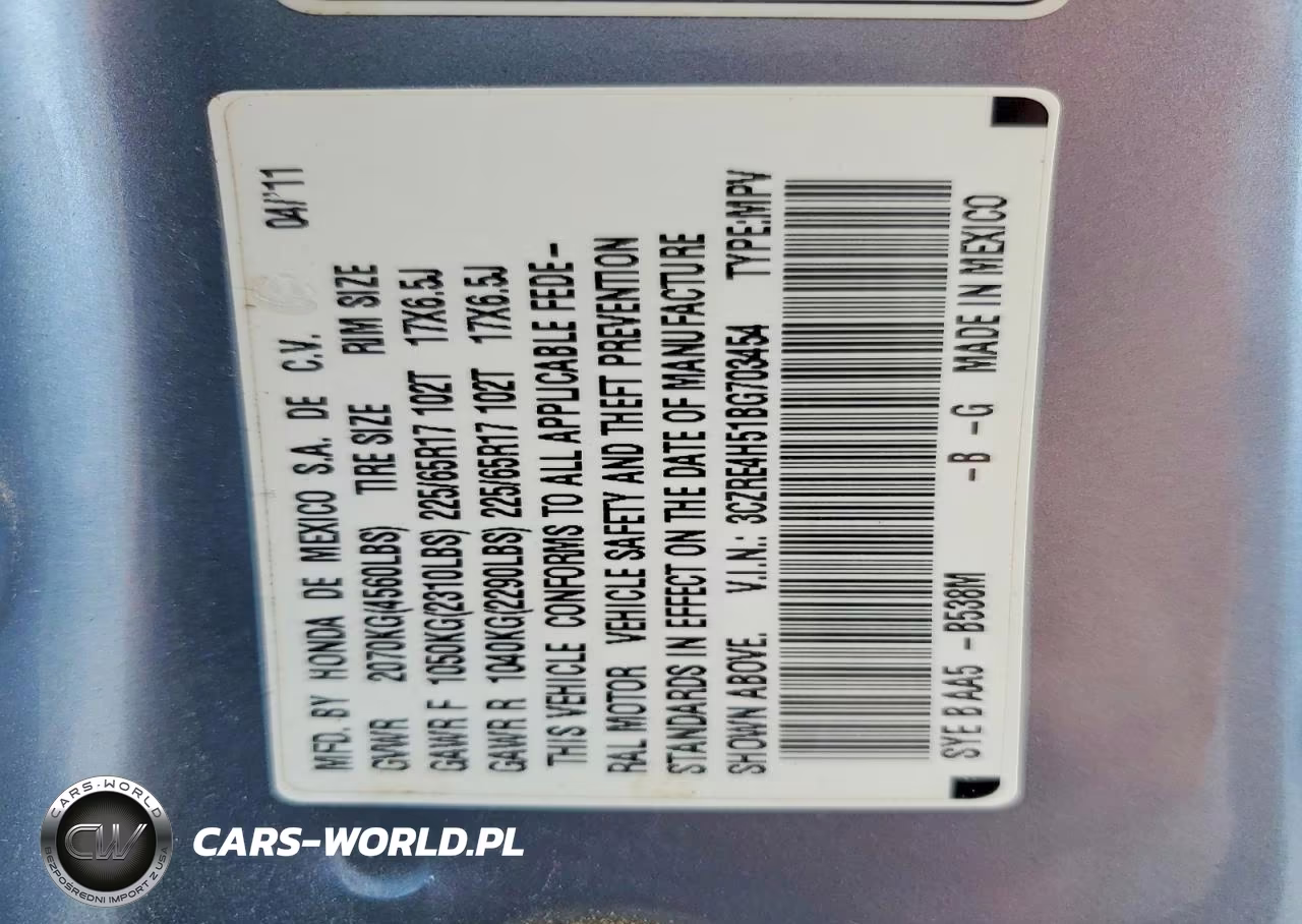 2011 Honda Cr-V Ex VIN:3CZRE4H51BG703454 - 13