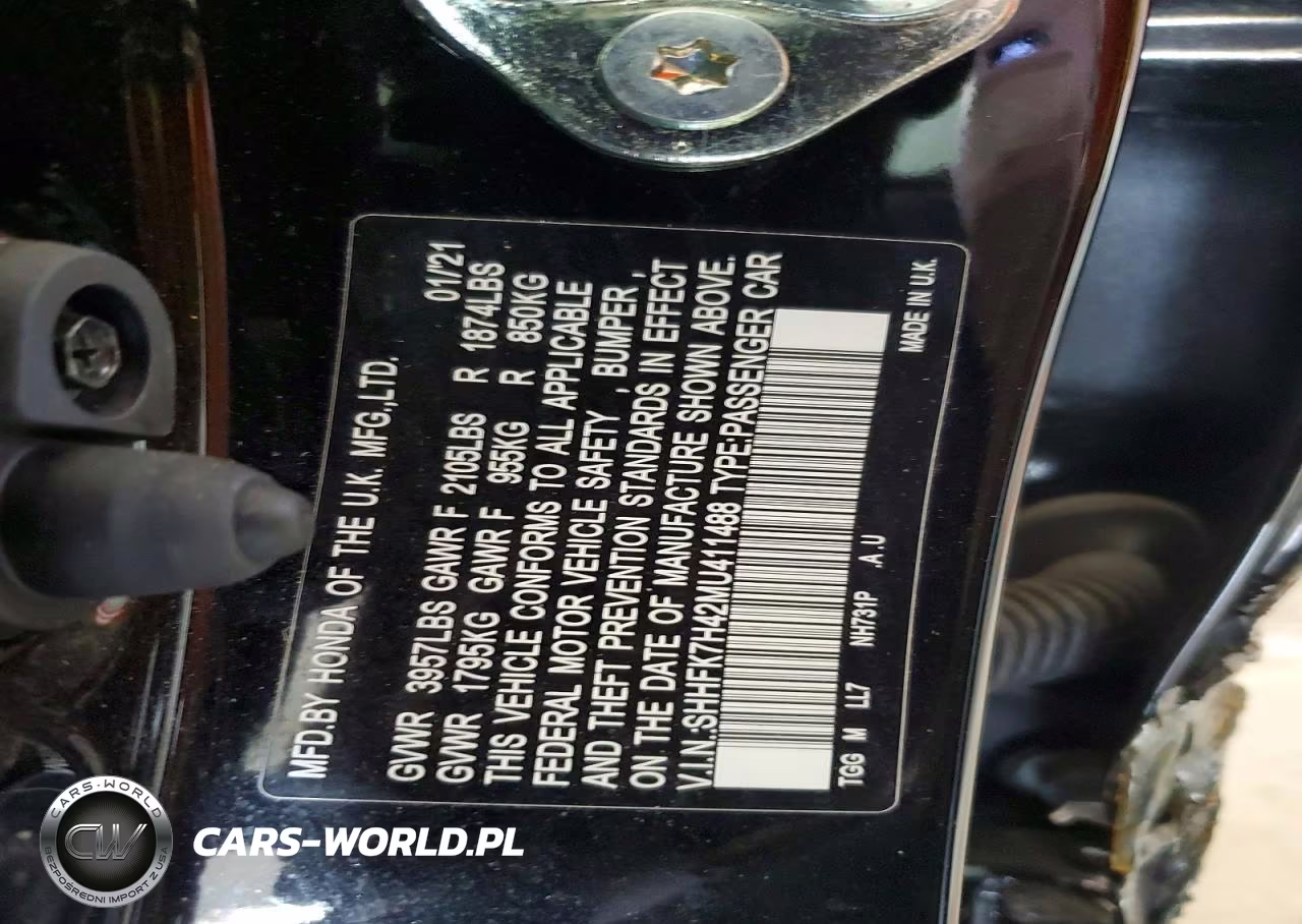 2021 Honda Civic Sport VIN:SHHFK7H42MU411488 - 13
