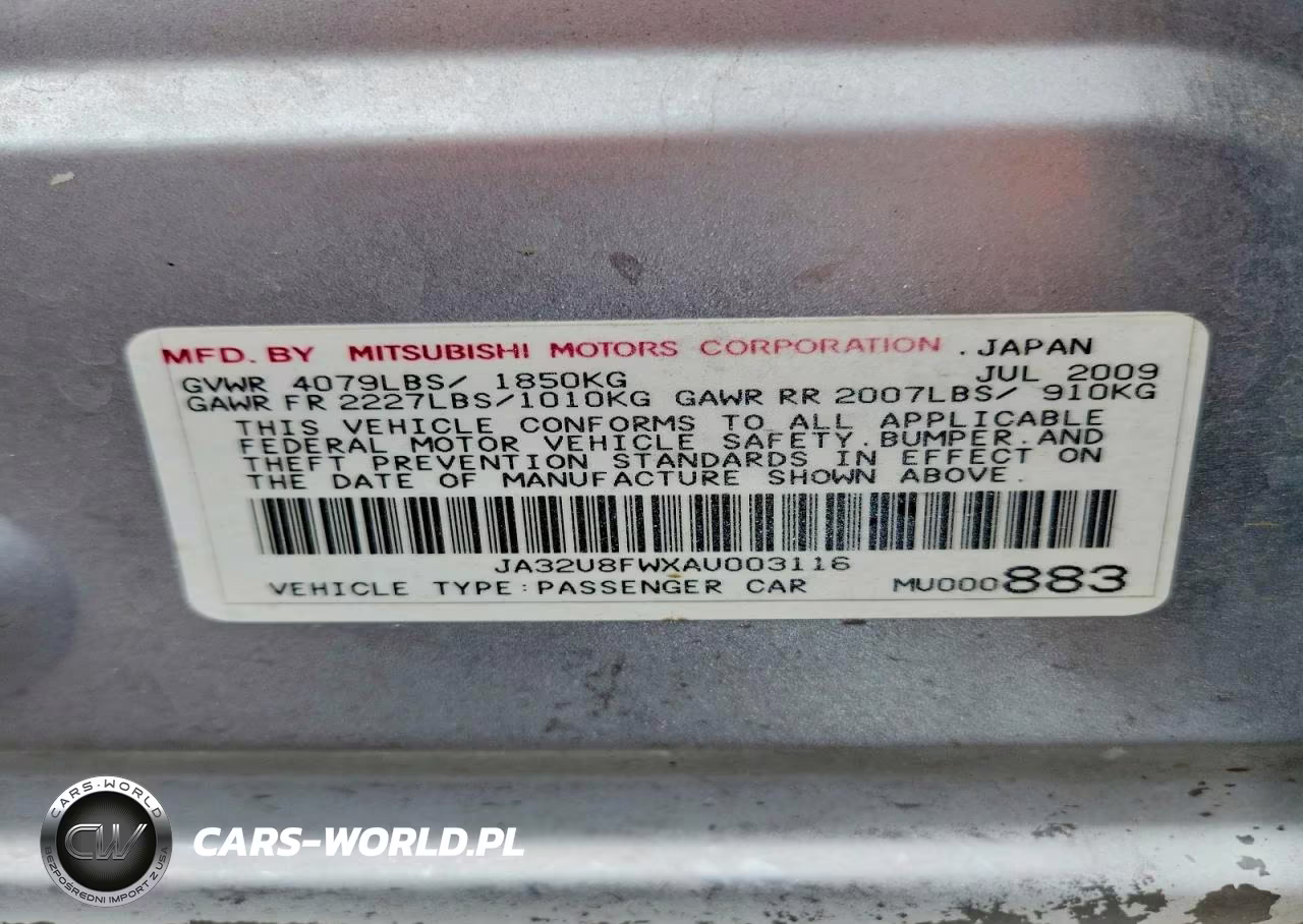 2010 Mitsubishi Lancer Gts VIN:JA32U8FWXAU003116 - 12