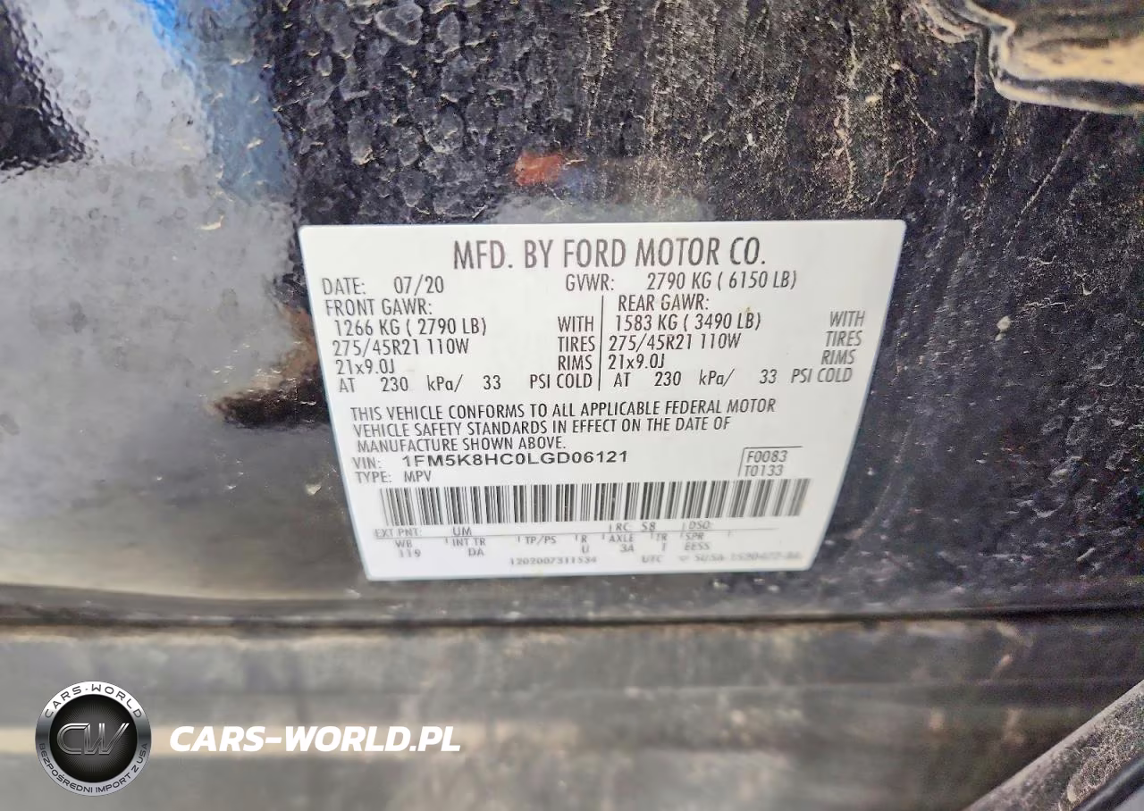 2020 Ford Explorer Platinum VIN:1FM5K8HC0LGD06121 - 12