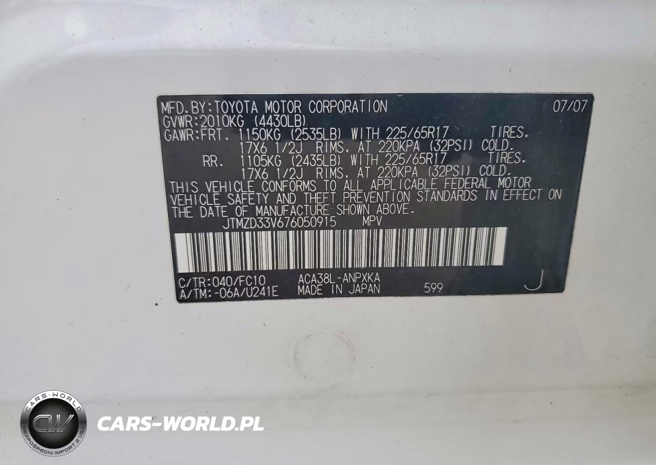 2007 Toyota Rav4 Base VIN:JTMZD33V676050915 - 13