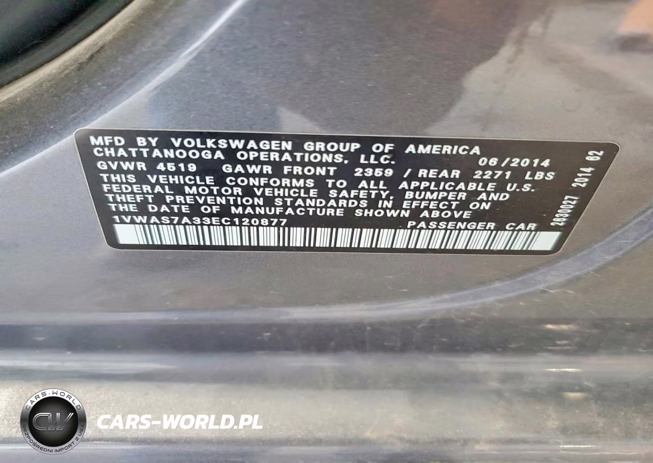 2014 Volkswagen Passat S VIN:1VWAS7A33EC120877 - 13