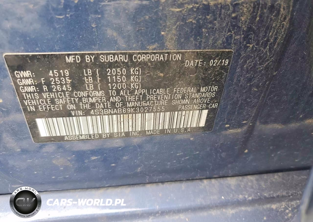 2019 Subaru Legacy 2.5I VIN:4S3BNAB69K3027555 - 13