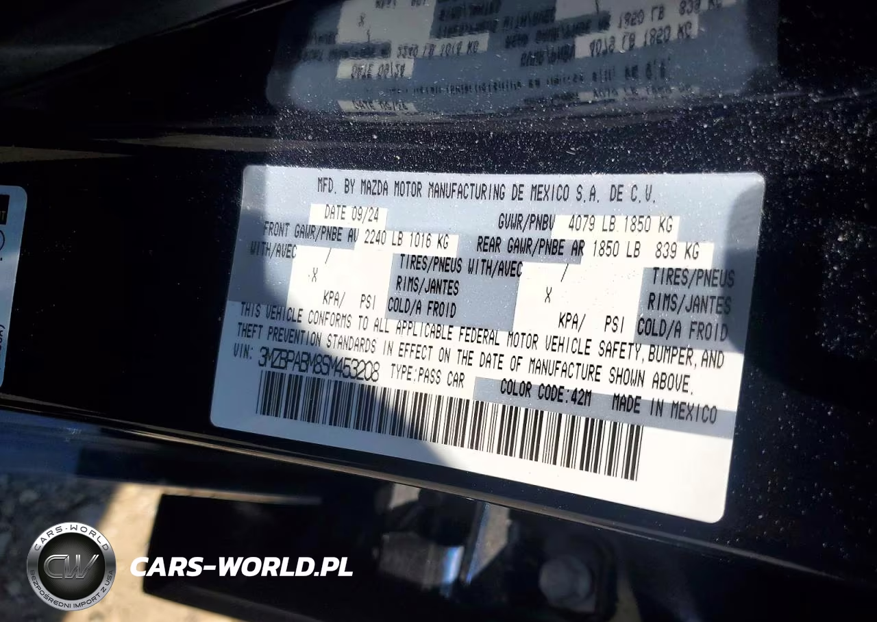 2025 Mazda 3 Select Sport VIN:3MZBPABM8SM453208 - 12